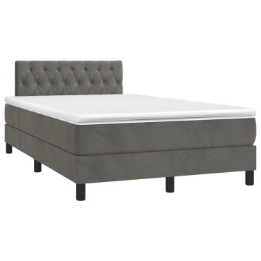 vidaXL Κρεβάτι Boxspring με Στρώμα Σκούρο Γκρι 120x190 εκ. Βελούδινο