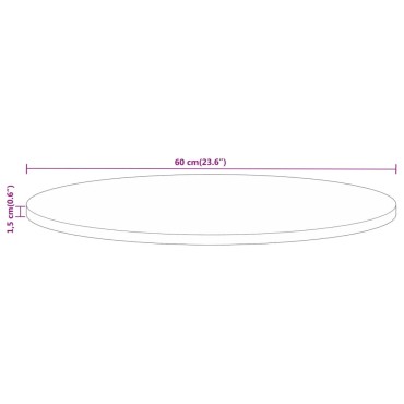 vidaXL Επιφάνεια Τραπεζιού Στρογγυλή 60x1,5cm Μασίφ Ακατ. Ξύλο Μάνγκο 1 τεμ.