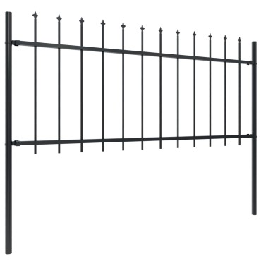 vidaXL Κάγκελα Περίφραξης με Λόγχες Μαύρα 13,6x0,8 μ. από Χάλυβα 1360x130cm