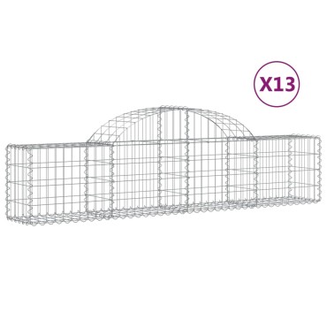 vidaXL Συρματοκιβώτια Τοξωτά 13 τεμ. 200x30x40/60 εκ. Γαλβαν. Ατσάλι
