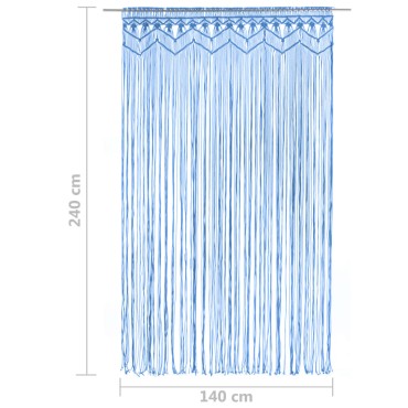 vidaXL Κουρτίνα Μακραμέ Μπλε 140x240cm Βαμβακερή
