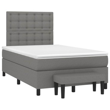 vidaXL Κρεβάτι Boxspring με Στρώμα Σκούρο Γκρι 120x190 εκ Υφασμάτινο