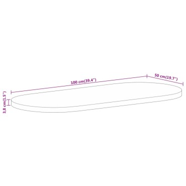 vidaXL Επιφάνεια Τραπεζιού Οβάλ 100x50x3,8cm Μασίφ Ξύλο Μάνγκο 1 τεμ.
