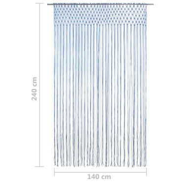 vidaXL Κουρτίνα Μακραμέ Μπλε 140x240cm Βαμβακερή