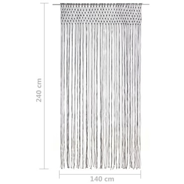 vidaXL Κουρτίνα Μακραμέ Ανθρακί 140x240cm Βαμβακερή