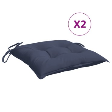 vidaXL Μαξιλάρια Καρέκλας 2 τεμ. Ναυτικό Μπλε 50x50x7 εκ. Υφασμάτινα