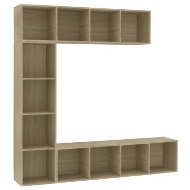 vidaXL Έπιπλο TV/Βιβλιοθήκη Σετ 3 τεμ. Χρώμα Sonoma Δρυς 180x30x180 εκ