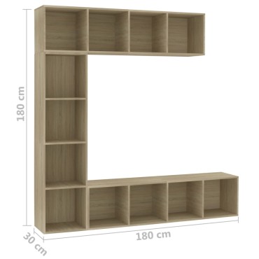 vidaXL Έπιπλο TV/Βιβλιοθήκη Σετ 3 τεμ. Χρώμα Sonoma Δρυς 180x30x180 εκ