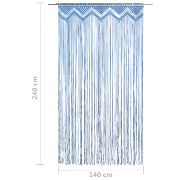 vidaXL Κουρτίνα Μακραμέ Μπλε 140x240cm Βαμβακερή