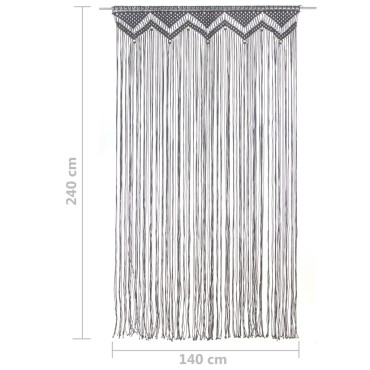vidaXL Κουρτίνα Μακραμέ Ανθρακί 140x240cm Βαμβακερή