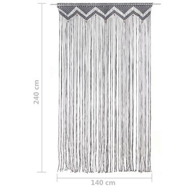 vidaXL Κουρτίνα Μακραμέ Ανθρακί 140x240cm Βαμβακερή