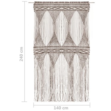vidaXL Κουρτίνα Μακραμέ Taupe 140x240cm Βαμβακερή