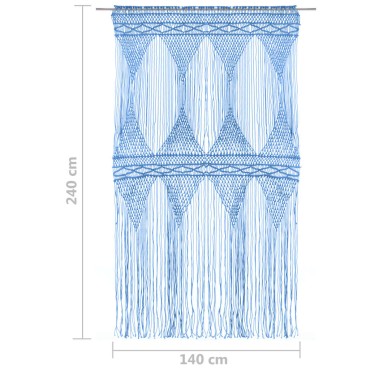 vidaXL Κουρτίνα Μακραμέ Μπλε 140x240cm Βαμβακερή