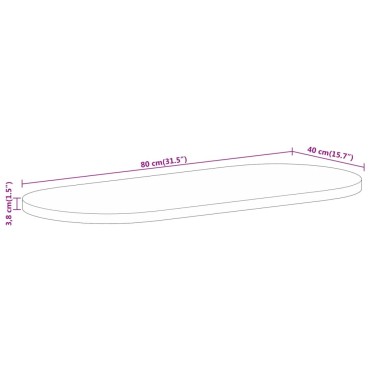 vidaXL Επιφάνεια Τραπεζιού Οβάλ 80x40x3,8cm Μασίφ Ξύλο Μάνγκο 1 τεμ.