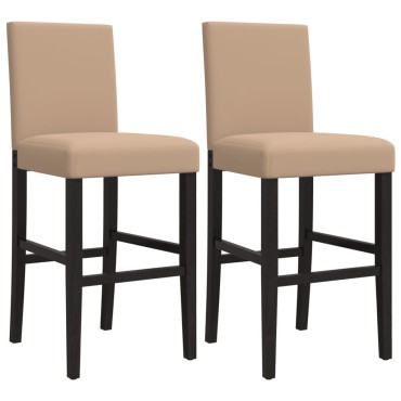 vidaXL Καρέκλες Μπαρ 2 τεμ. Μασίφ Καουτσουκόδεντρο / Συνθετικό Δέρμα 43x43cm