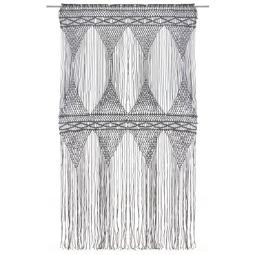 vidaXL Κουρτίνα Μακραμέ Ανθρακί 140x240cm Βαμβακερή
