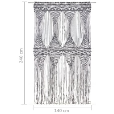 vidaXL Κουρτίνα Μακραμέ Ανθρακί 140x240cm Βαμβακερή