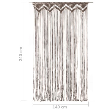 vidaXL Κουρτίνα Μακραμέ Taupe 140 x 240 εκ. Βαμβακερή