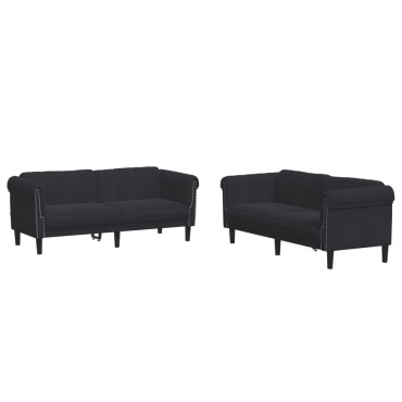 vidaXL Σετ Σαλονιού 2 τεμ. Μαύρο Βελούδινο 182x77x74cm  Διθέσιος Τριθέσιος