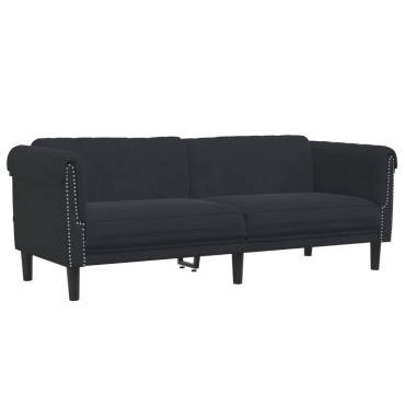 vidaXL Σετ Σαλονιού 3 τεμ. Μαύρο Βελούδινο 80x77x74cm  Διθέσιος Τριθέσιος