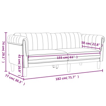 vidaXL Σετ Σαλονιού 3 τεμ. Μαύρο Βελούδινο 80x77x74cm  Διθέσιος Τριθέσιος