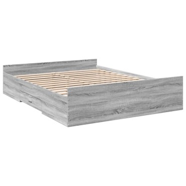 vidaXL Πλαίσιο Κρεβατιού με συρτάρια Γκρι sonoma 160x200εκ. Επεξ. Ξύλο