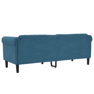 vidaXL Καναπές Τριθέσιος Μπλε Βελούδινος 203x77x74cm 1 τεμ.