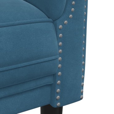 vidaXL Καναπές Τριθέσιος Μπλε Βελούδινος 203x77x74cm 1 τεμ.