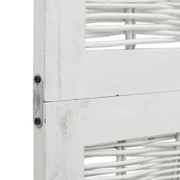 vidaXL Διαχωριστικό Χώρου με 5 Πάνελ Λευκό από Μασίφ Ξύλο Παυλώνιας
