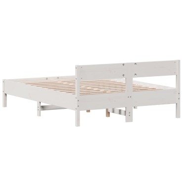 vidaXL Σκελετός Κρεβ. Χωρίς Στρώμα Λευκό 140x200 εκ Μασίφ Πεύκο