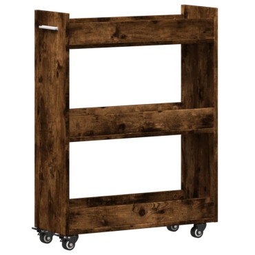 vidaXL Έπιπλο με Ρόδες Καπνιστή Δρυς 60x22x79cm Επεξεργασμένο Ξύλο 1 τεμ.