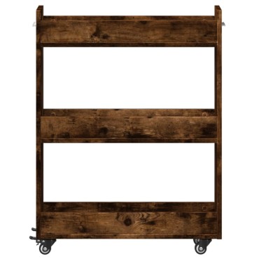 vidaXL Έπιπλο με Ρόδες Καπνιστή Δρυς 60x22x79cm Επεξεργασμένο Ξύλο 1 τεμ.