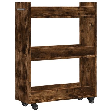 vidaXL Έπιπλο με Ρόδες Καπνιστή Δρυς 60x22x79cm Επεξεργασμένο Ξύλο 1 τεμ.