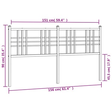 vidaXL Κεφαλάρι Λευκό Μεταλλικό 156x3x90cm 1 τεμ.