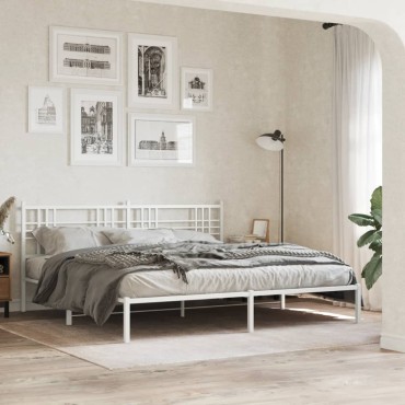 vidaXL Κεφαλάρι Λευκό Μεταλλικό 206x3x90cm 1 τεμ.
