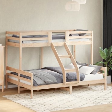 vidaXL Κουκέτα 90x200/140x200cm από Μασίφ Ξύλο Πεύκου 1 τεμ. - Διπλό
