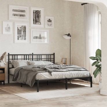 vidaXL Κεφαλάρι Μαύρο Μεταλλικό 166x3x90cm 1 τεμ.