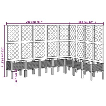 vidaXL Ζαρντινιέρα Κήπου με Καφασωτό Μαύρη 200 x 160 x 142 εκ. από PP