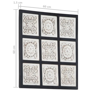 vidaXL Πάνελ Τοίχου Σκαλιστό Χειροποίητο Μαύρο/Λευκό 60x60x1,5 εκ. MDF