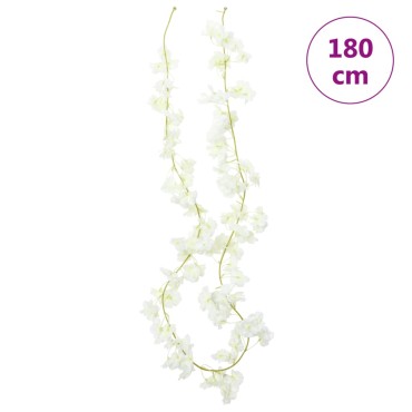 vidaXL Γιρλάντες Λουλουδιών Τεχνητές 6 τεμ. Λευκές 180 εκ.