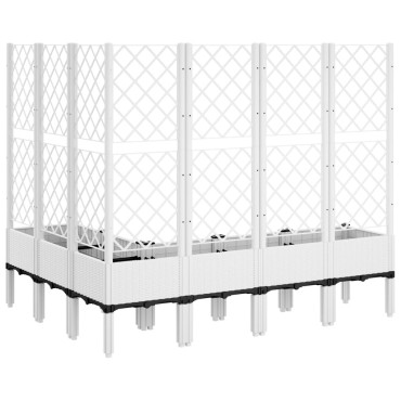 vidaXL Ζαρντινιέρα Κήπου με Καφασωτό Λευκή 160x160x142 εκ. Πολυπροπ.
