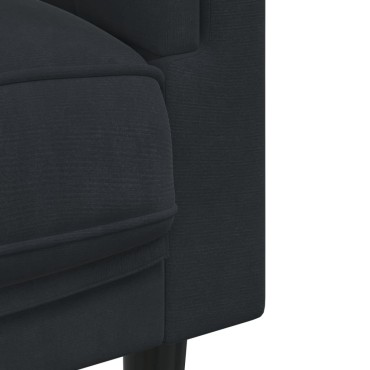 vidaXL Καναπές Τριθέσιος Μαύρη Βελούδινη με Μαξιλάρια 193,5x77x70cm 1 τεμ.