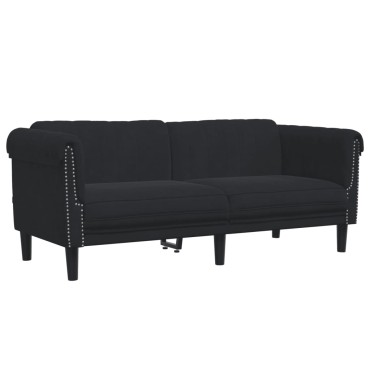 vidaXL Πολυθρόνα Διθέσια Μαύρη Βελούδινη 182x77x74cm 1 τεμ. Γωνιακός