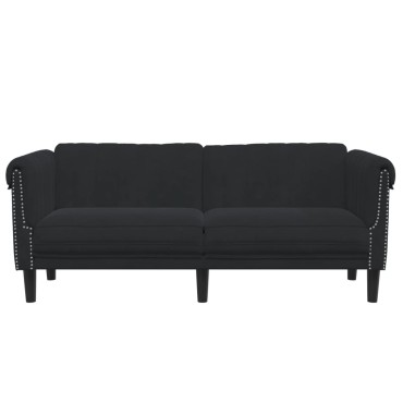 vidaXL Πολυθρόνα Διθέσια Μαύρη Βελούδινη 182x77x74cm 1 τεμ. Γωνιακός
