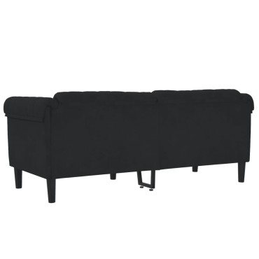 vidaXL Πολυθρόνα Διθέσια Μαύρη Βελούδινη 182x77x74cm 1 τεμ. Γωνιακός