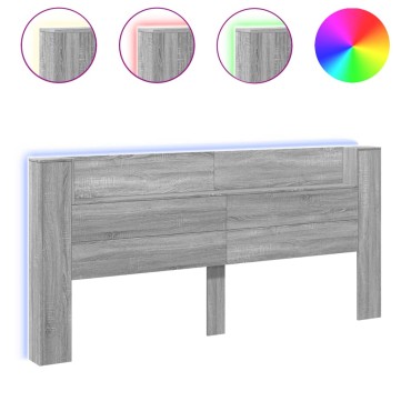 vidaXL Κεφαλάρι με Αποθηκ. Χώρο & LED Γκρι Sonoma 220x16,5x103,5cm 1 τεμ.