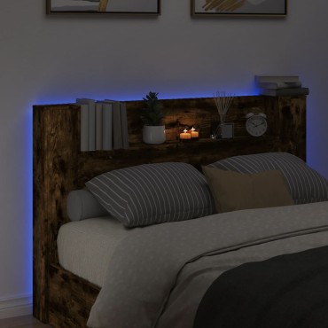 vidaXL Κεφαλάρι με Αποθηκ. Χώρο & LED Καπνιστή Δρυς 160x16,5x103,5cm 1 τεμ.