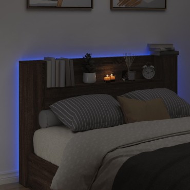 vidaXL Κεφαλάρι με Αποθηκ. Χώρο & LED Καφέ Δρυς 160x16,5x103,5cm 1 τεμ.