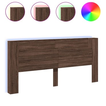 vidaXL Κεφαλάρι με Αποθηκ. Χώρο & LED Καφέ Δρυς 220x16,5x103,5cm 1 τεμ.