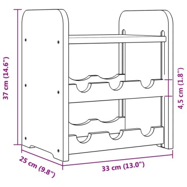 vidaXL Ραφιέρα Κρασιών με Επάνω Σανίδα 33x25x37cm Μασίφ Ξύλο Πεύκου 1 τεμ.